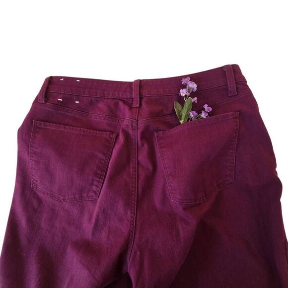 Talbots Womens Zip Fly Stretch Curvy Slim Ankle Denim Jeans Burgundy Size 12 - Picture 6 of 12